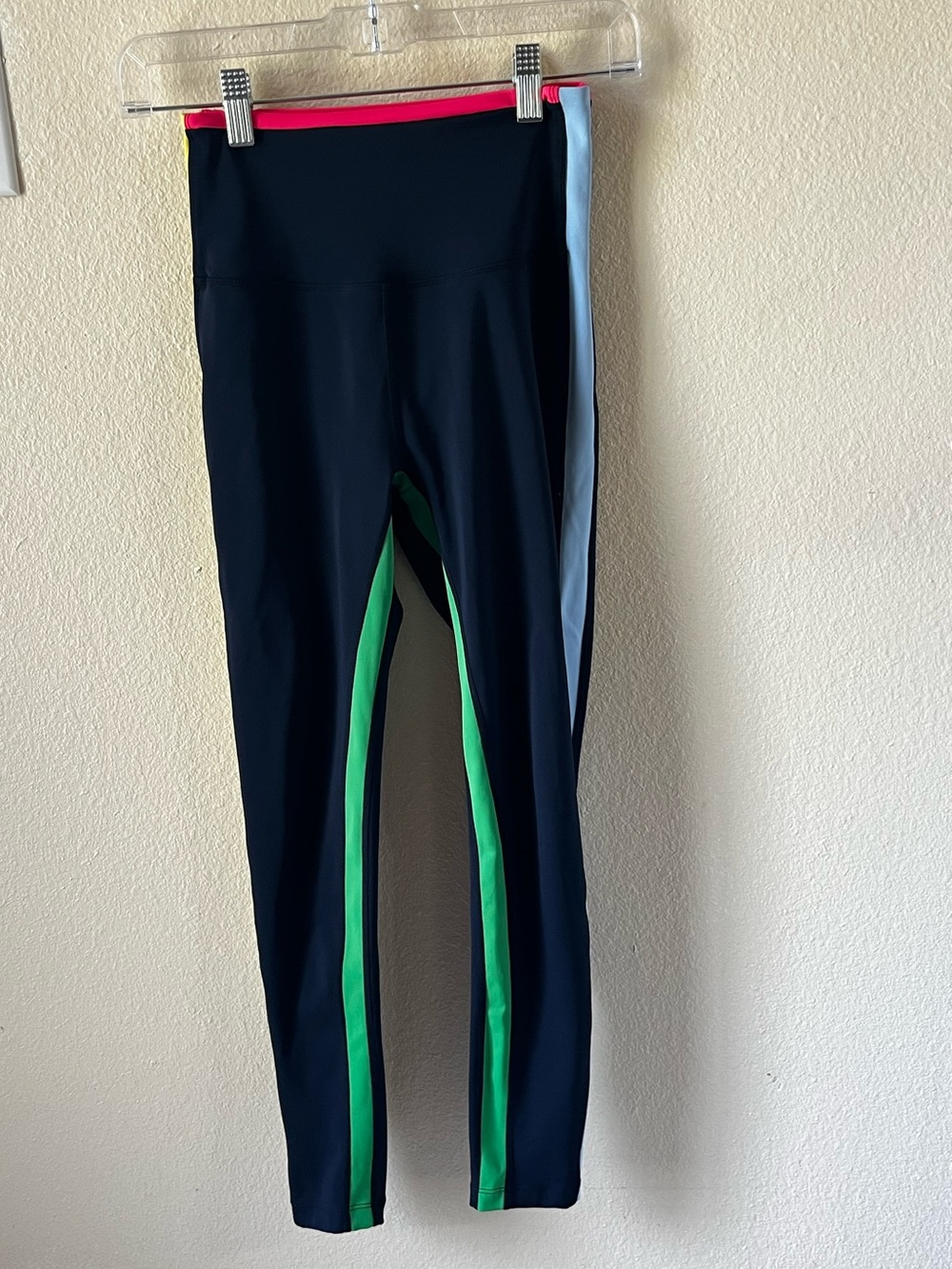 Splits59 x Bandier Ankle Leggings Navy Colorblock Stripe Size S